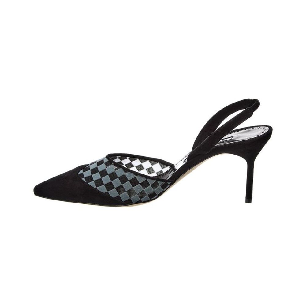 Manolo Blahnik Mingosli 70 Mesh & Suede Slingback Pump - Picture 2 of 5